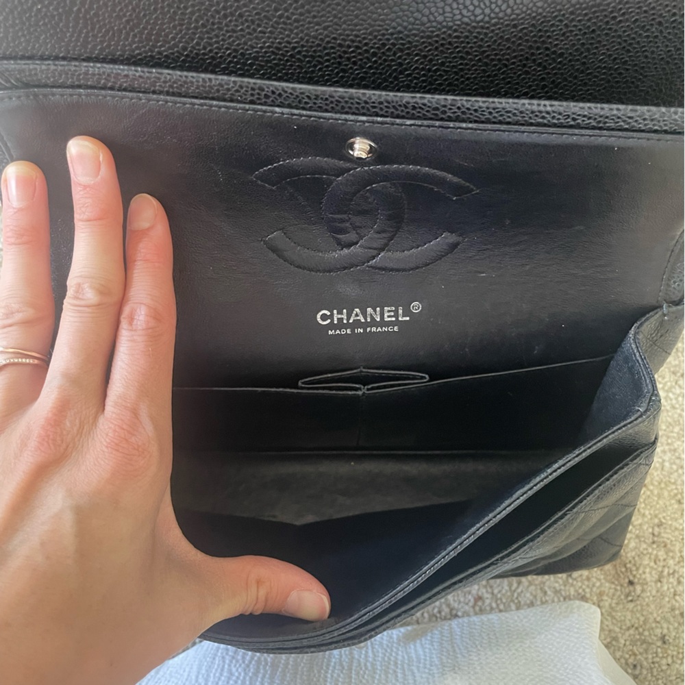 Authenticated CHANEL Black Leather Shoulder Bag